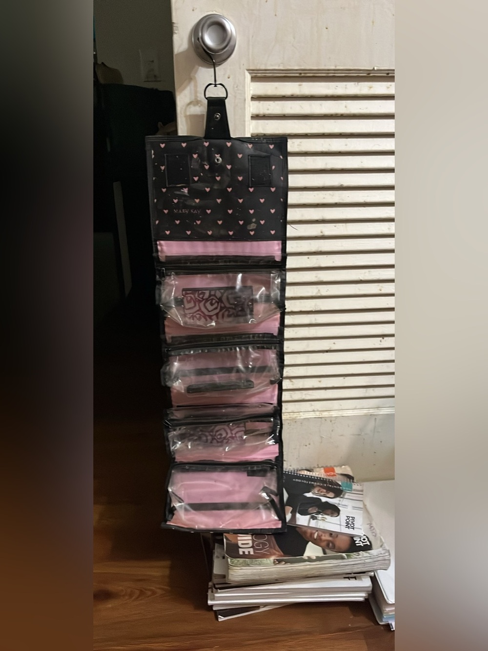 Mary Kay Black Hanging Makeup Organizer with Pink Accents